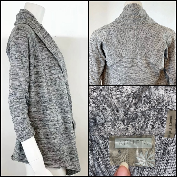 Athleta Spacedye Heathered Gray Drape Cardigan - Picture 3 of 4